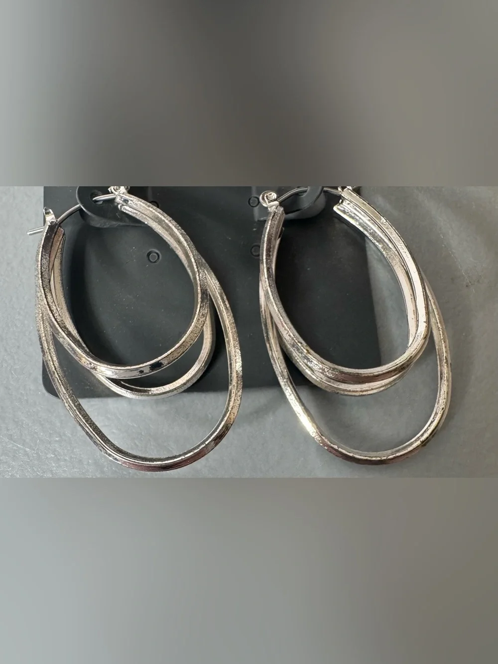 Silver Triple-Link Hoop Earrings - Women Jewelry